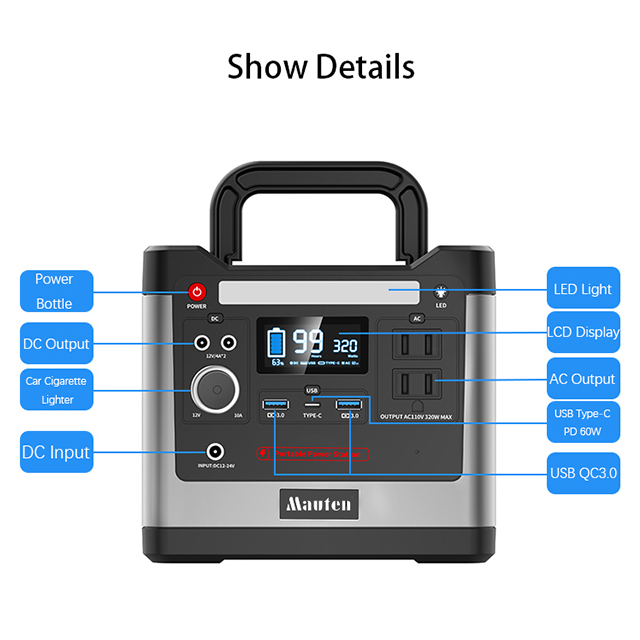 Mauten Portable Power Station 300W 320W 300wh 298wh for Outdoors Camping Travel Hunting Emergency LiFePO4 Power Station