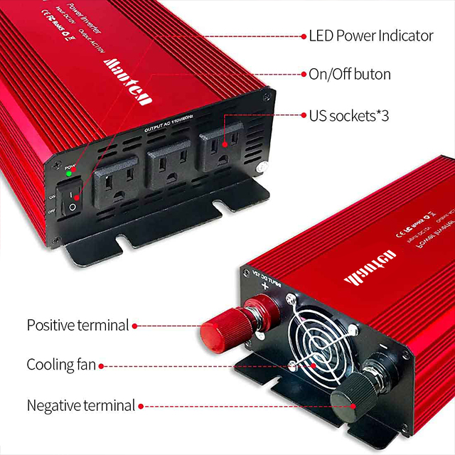 High Efficiency 12V To 220V Modified Sine Wave Inverter 1500W DC To AC Power Inverter G Factory Customized Version