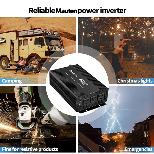 1000W Power Inverter 12V to 110V AC Converter with 3 AC Outlets, 1000-Watt Inverter for Truck/RV/Battery Inverter